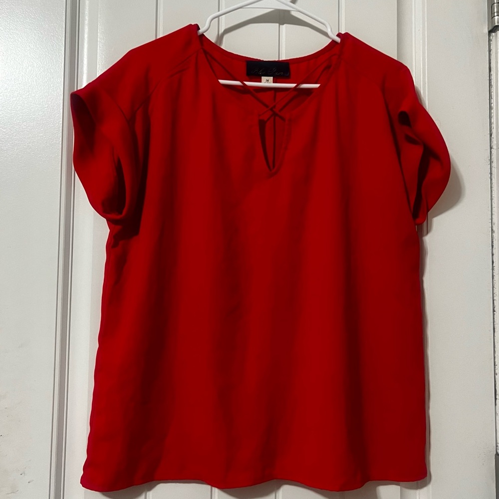 Red Short Sleeve Blouse